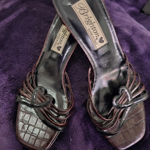 Brighton "Trixie" 6.5 Black & Croc Leather Heels